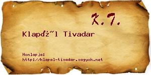 Klapál Tivadar névjegykártya